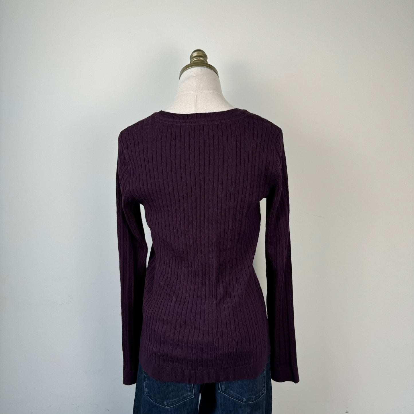 Tommy Purple Fitted Cable Knit Sweater