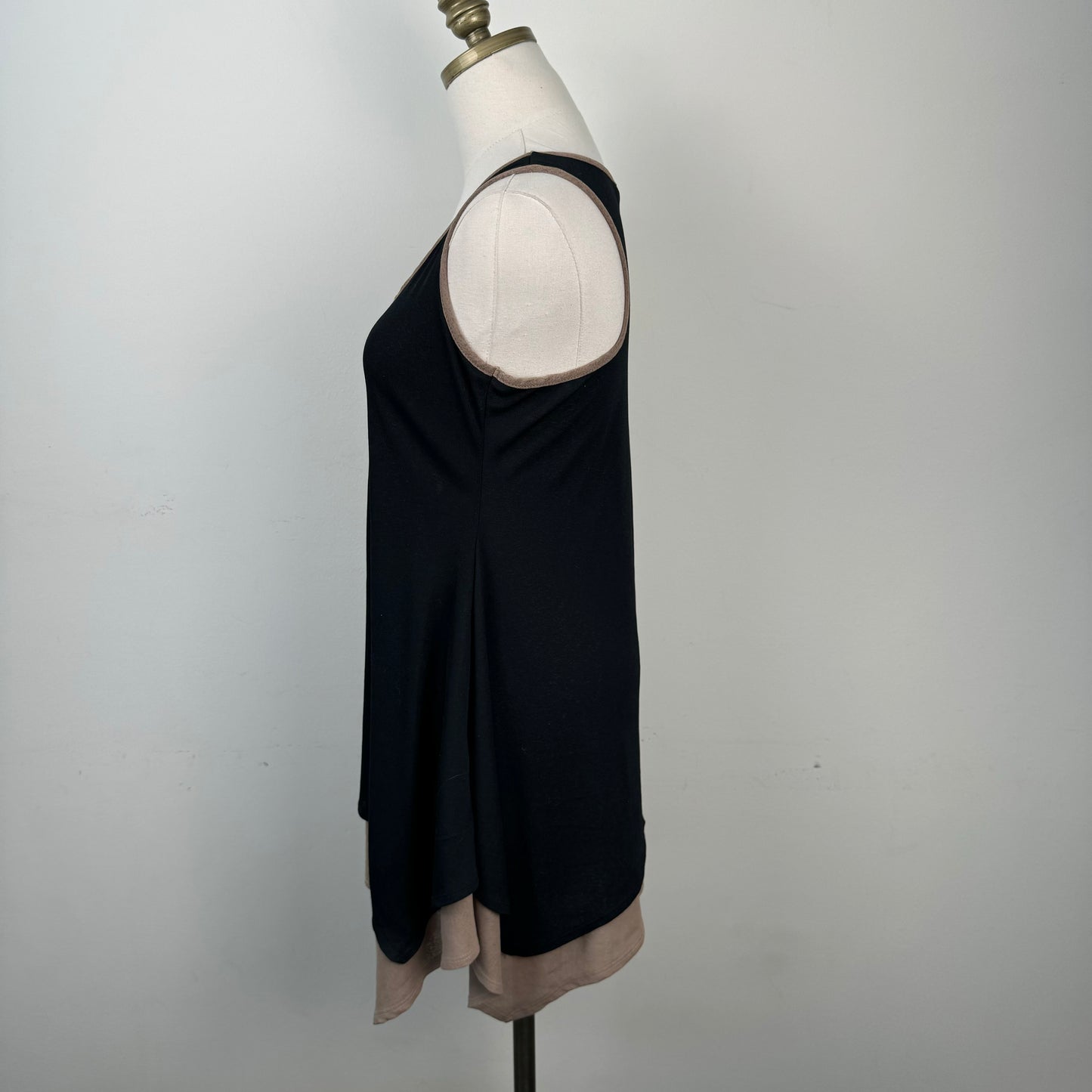 Black & Brown Mesh Layered Pixie Cut Mini Dress