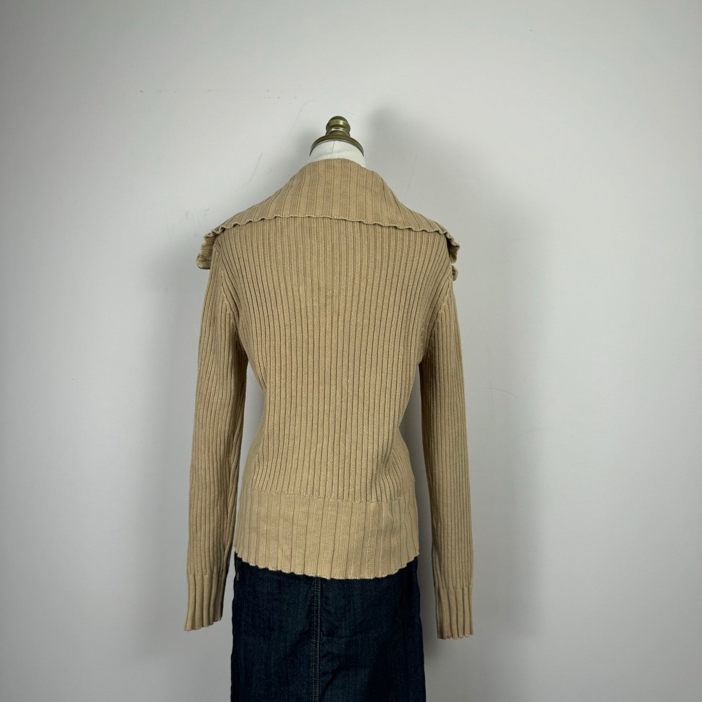 Vintage Double Zip Ribbed Knit Sweater