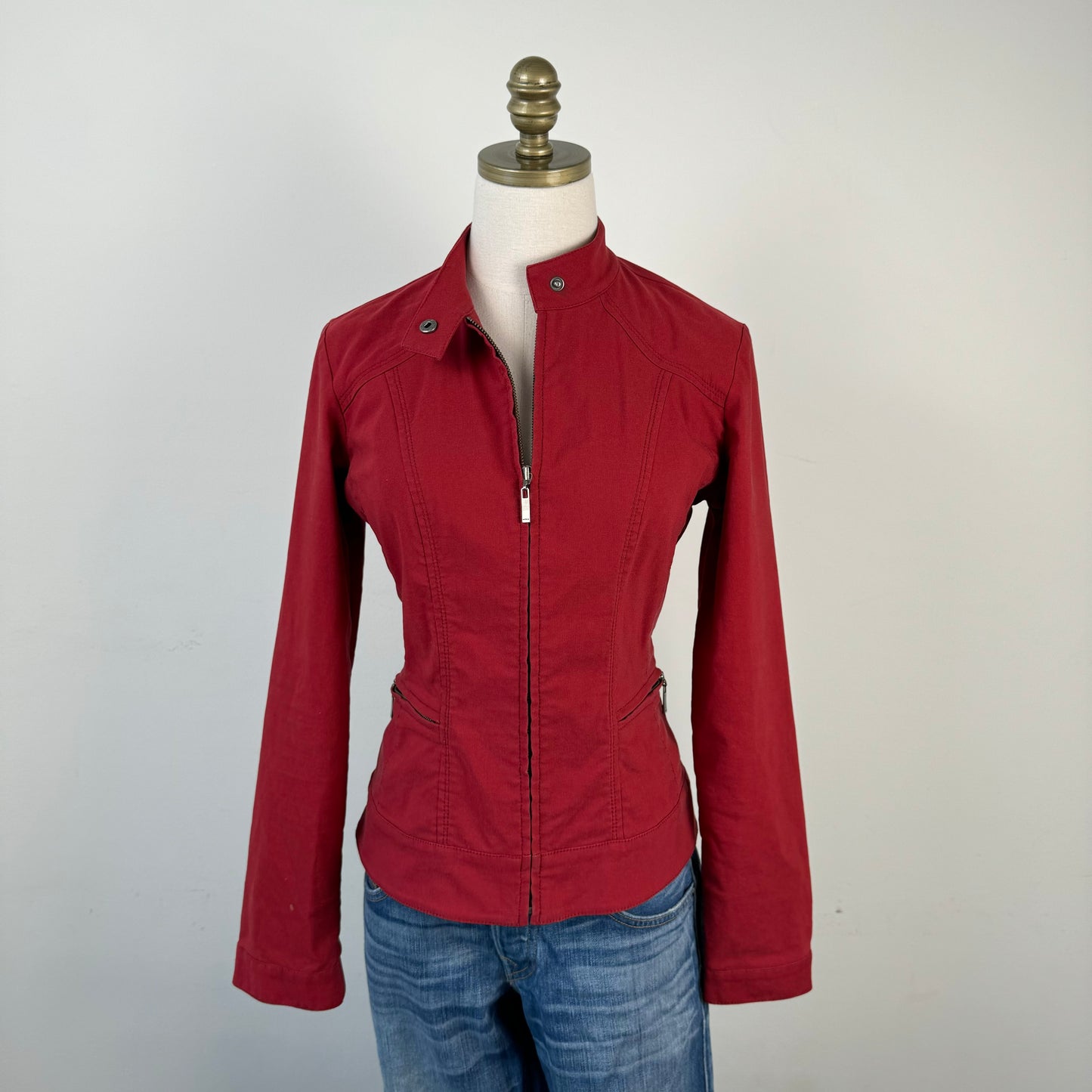 Red Fitted Moto Jacket
