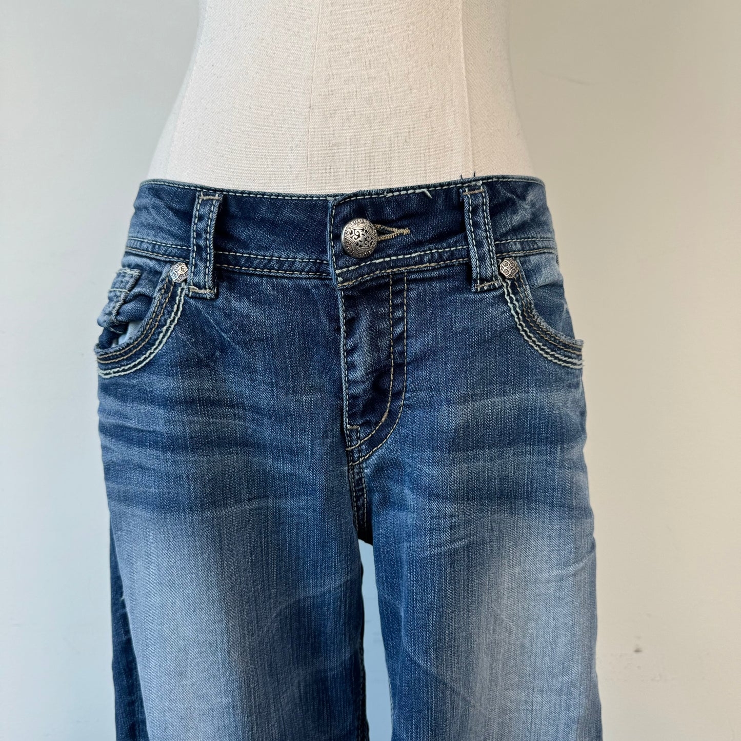 Silver Y2K Low Rise Slim Cut Jeans