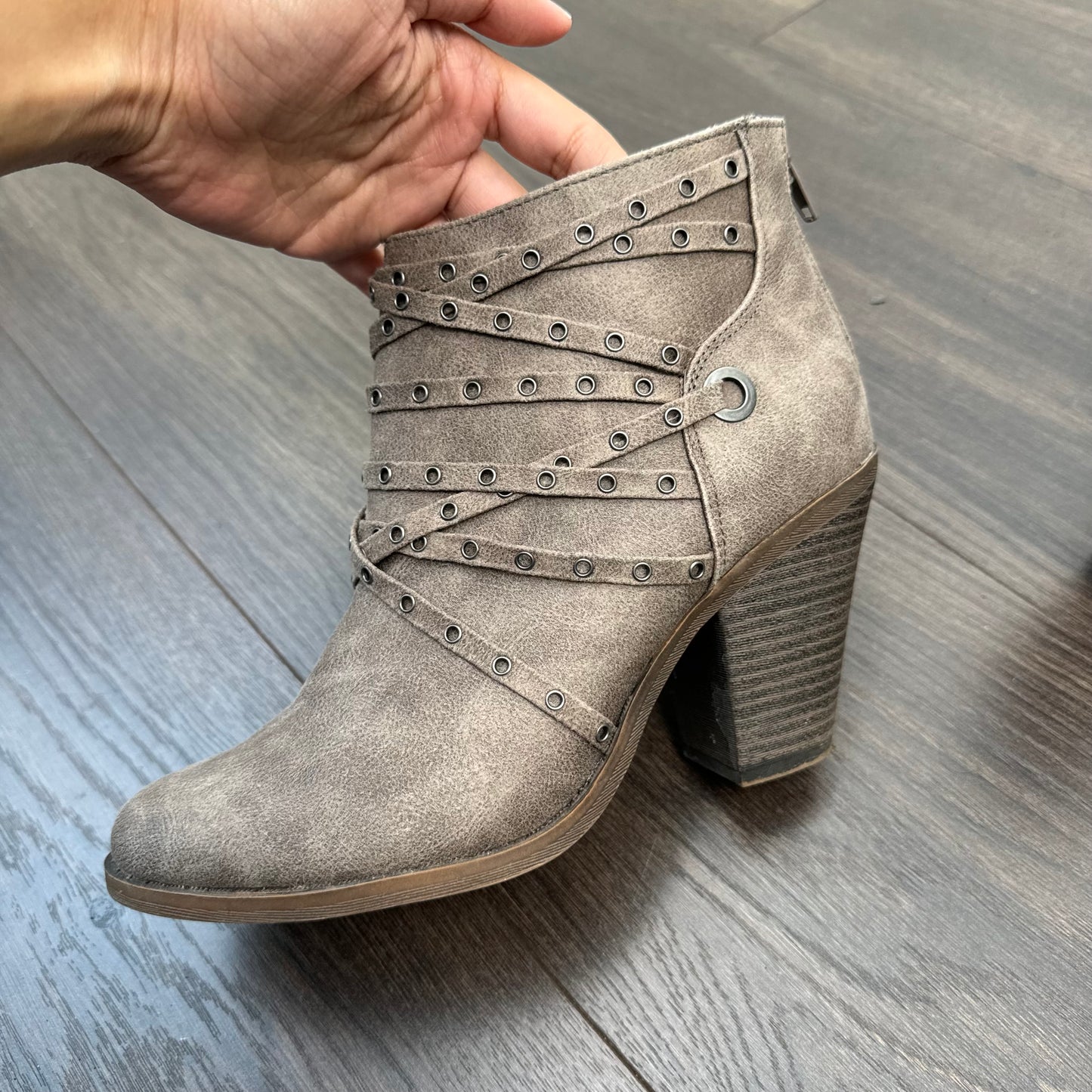 Fergalicious Brown Studded Wedge Boot Heels (US7)