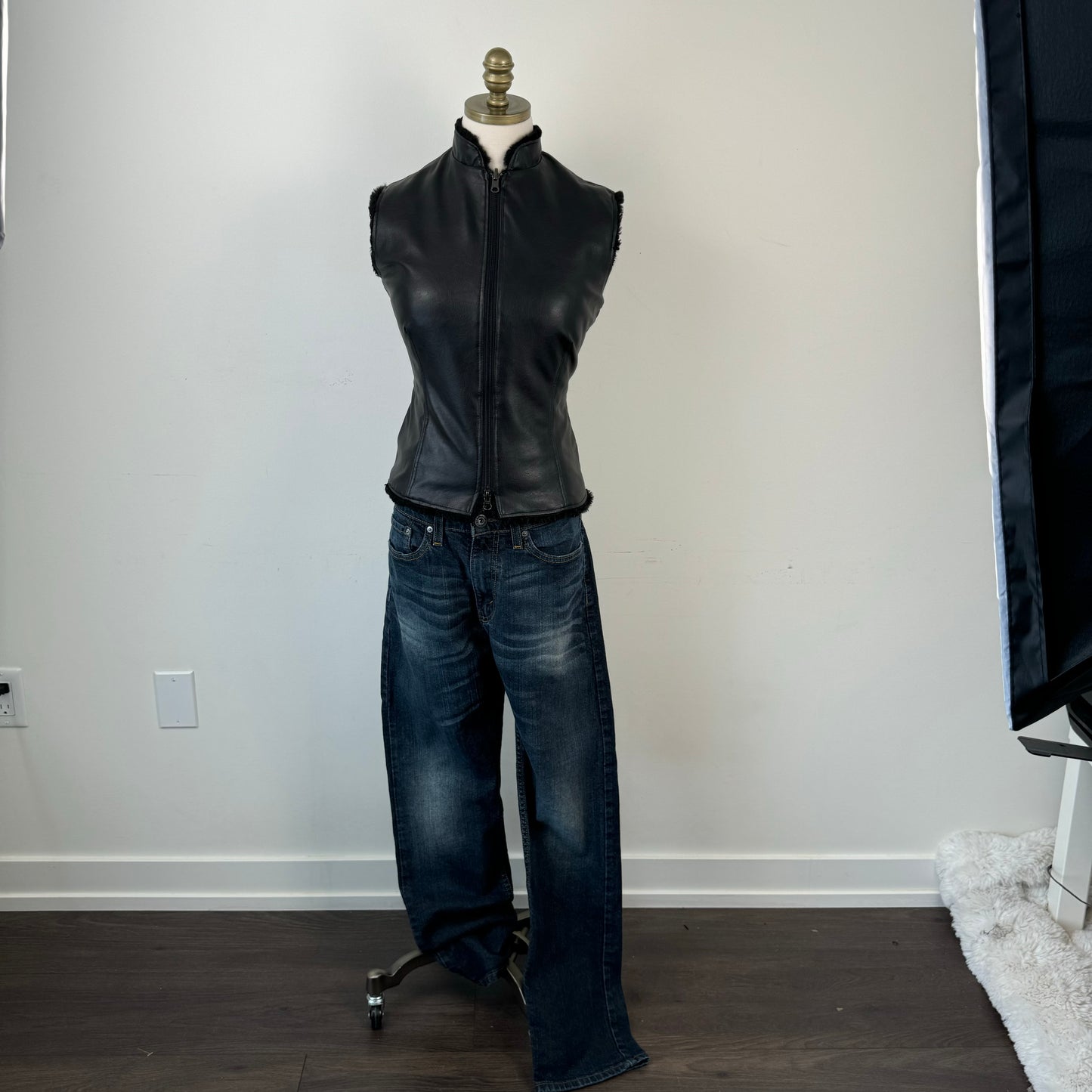 Leather Double Zip Vest