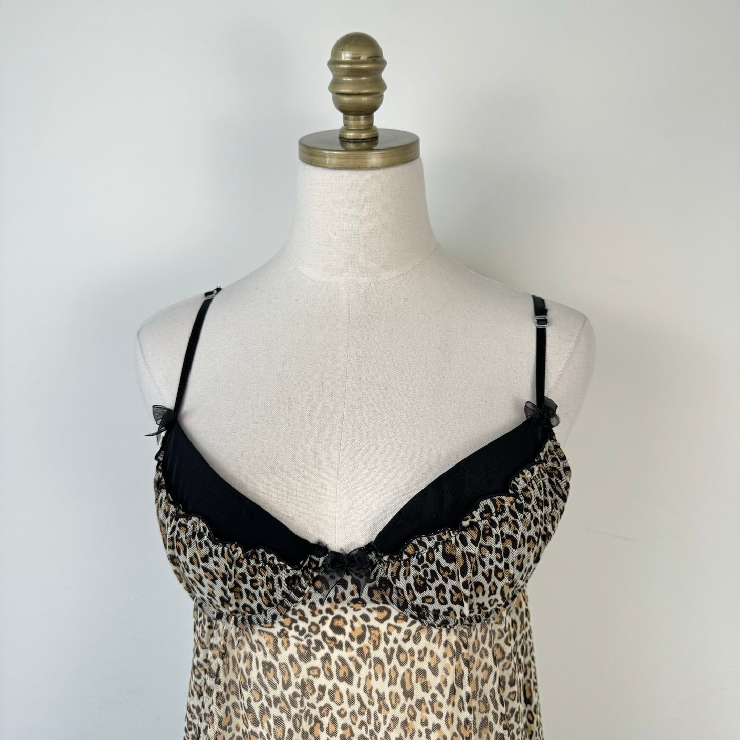 Rampage Leopard Print Mesh Babydoll Top