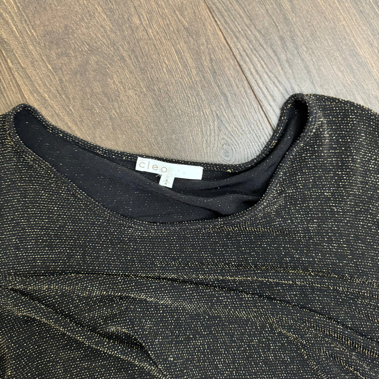 Black and Gold Sparkle Off Shoulder Draped Top