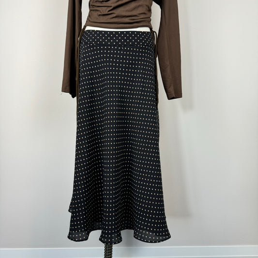 Vintage Polka Dot Silk Maxi Skirt