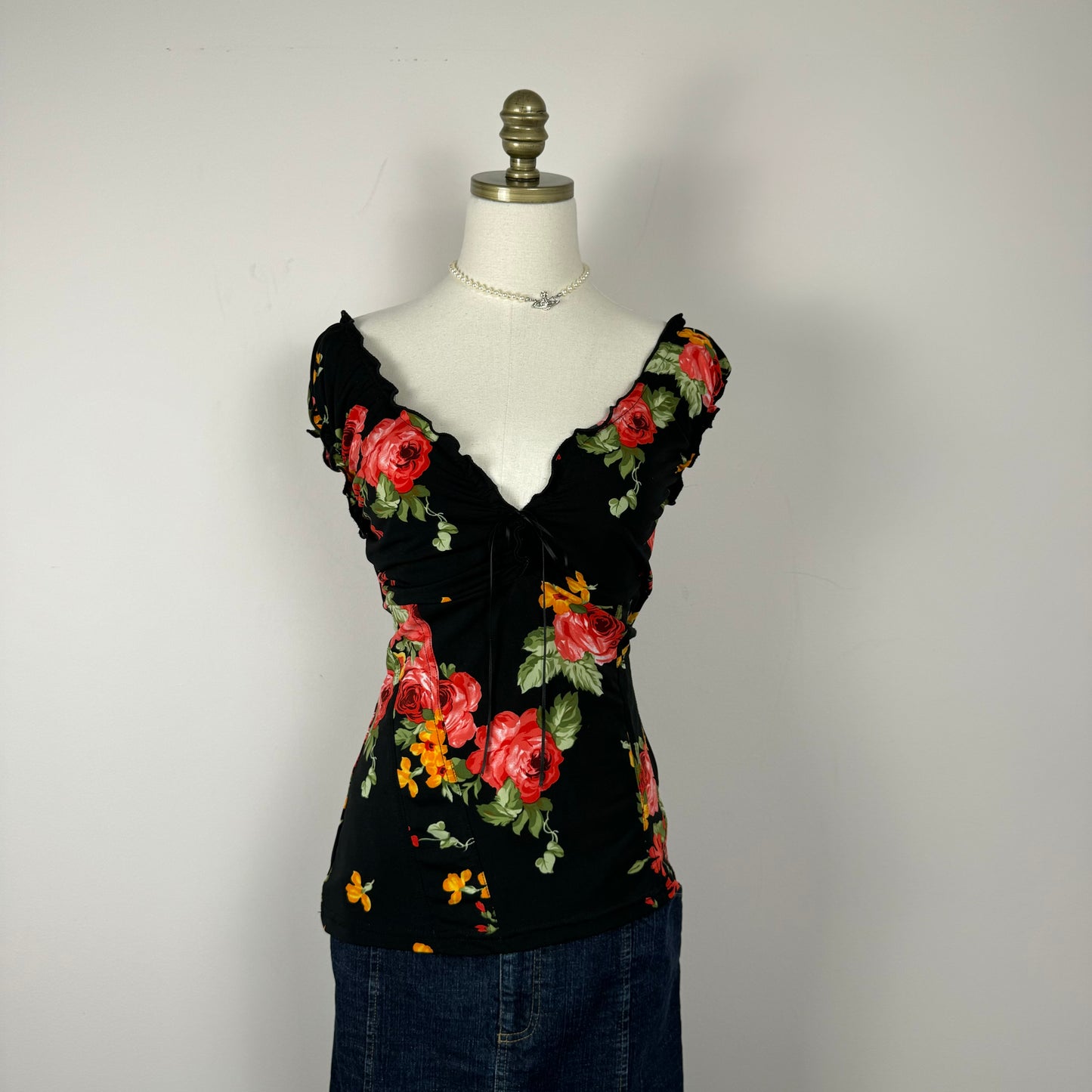 Vintage Milkmaid Floral Print Top