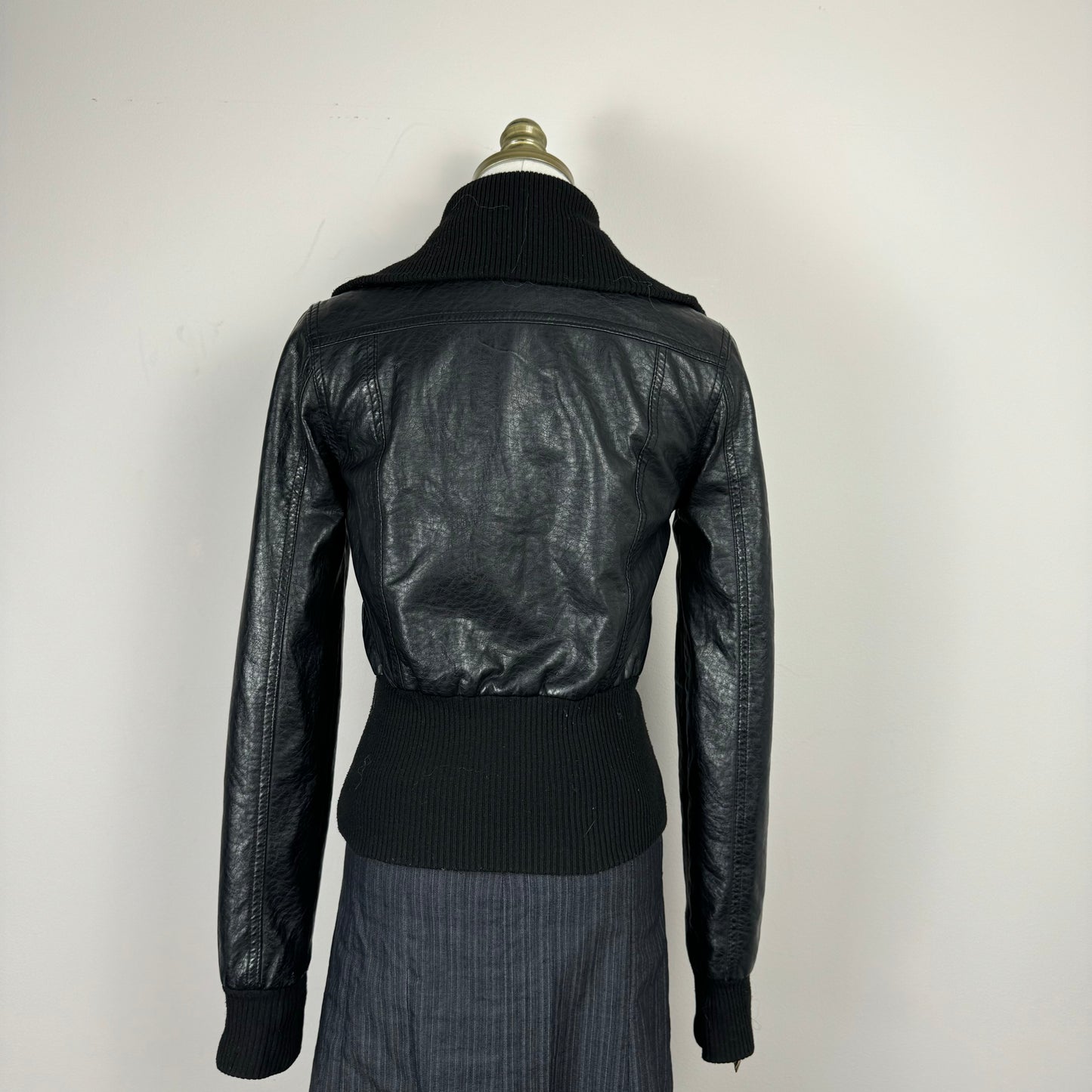 Black Leather Fitted Moto Jacket