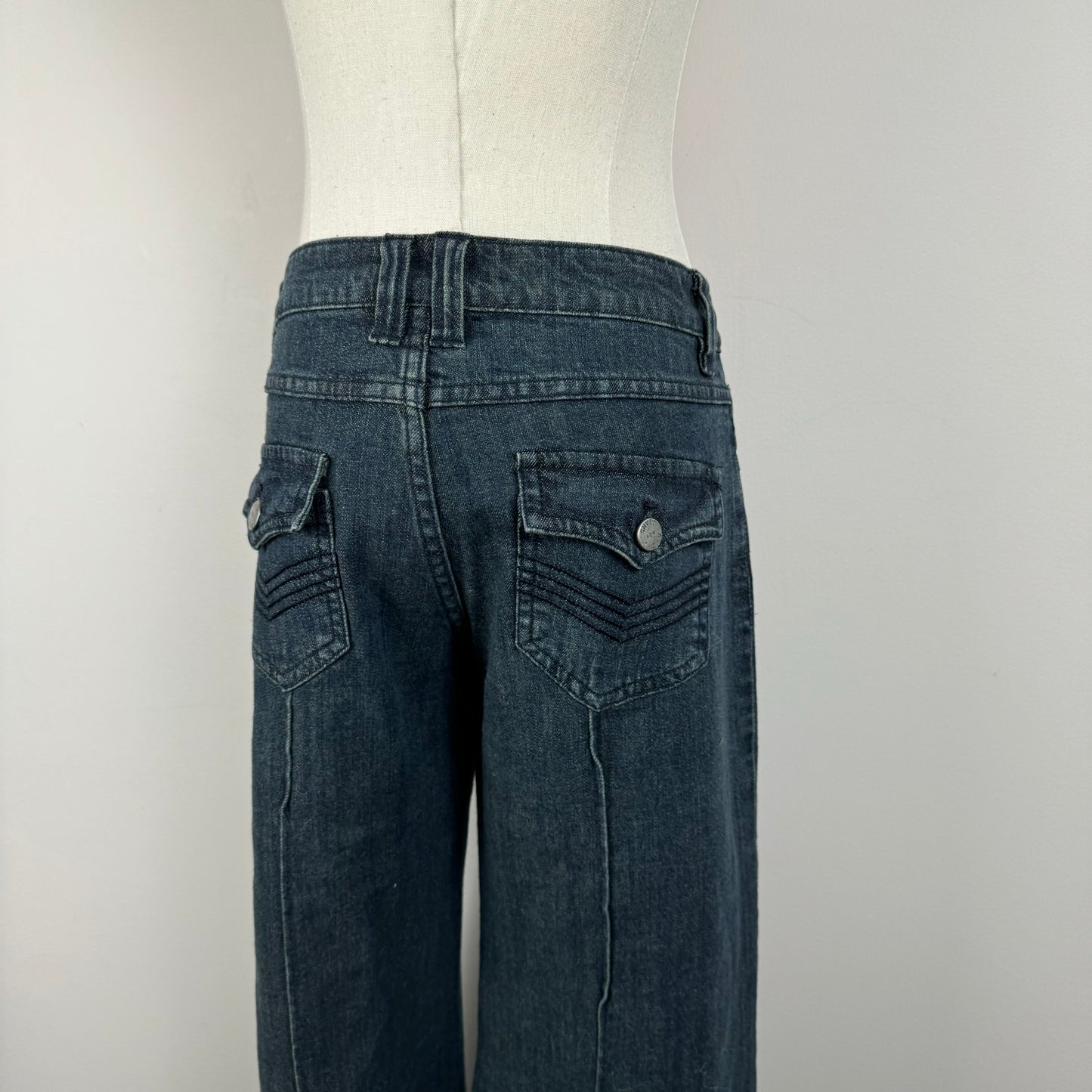 Faded Wide Leg Low Rise Jeans