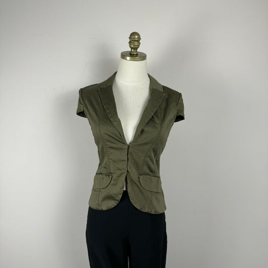 Olive Green Deep Neck Fitted Vest