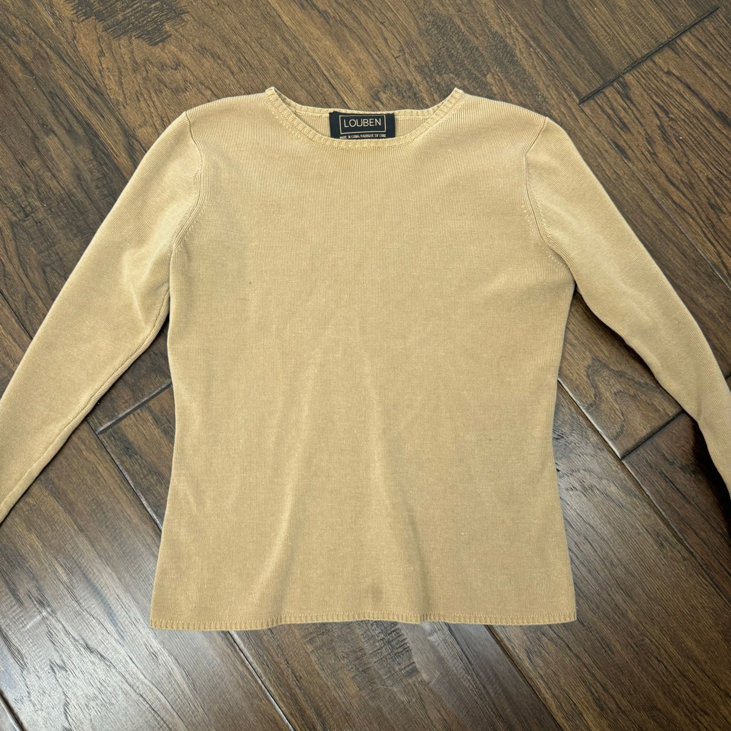 Vintage Neutral Ribbed Fitted Sweater