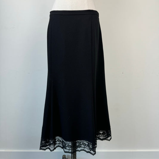 Vintage Black Lace Trim Maxi Skirt