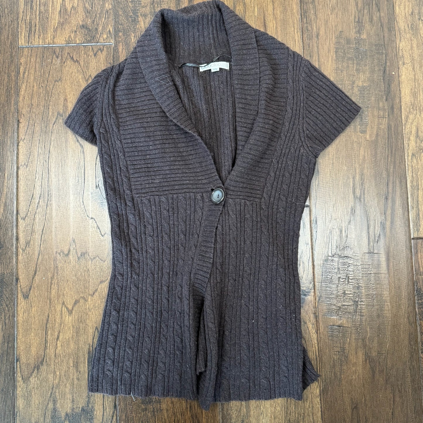 Brown Knit Open Front Top