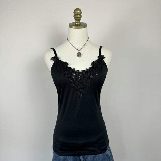 Black Lace Trim Cami