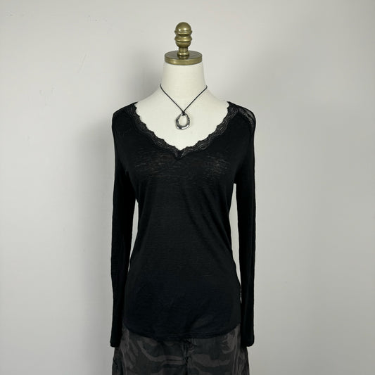 Off The Shoulder Lace Trim Sweater