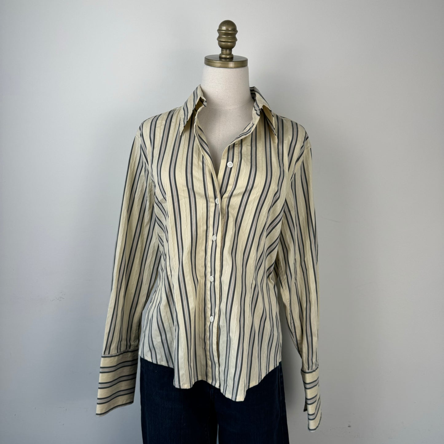 Butter Yellow Striped Button Up Shirt