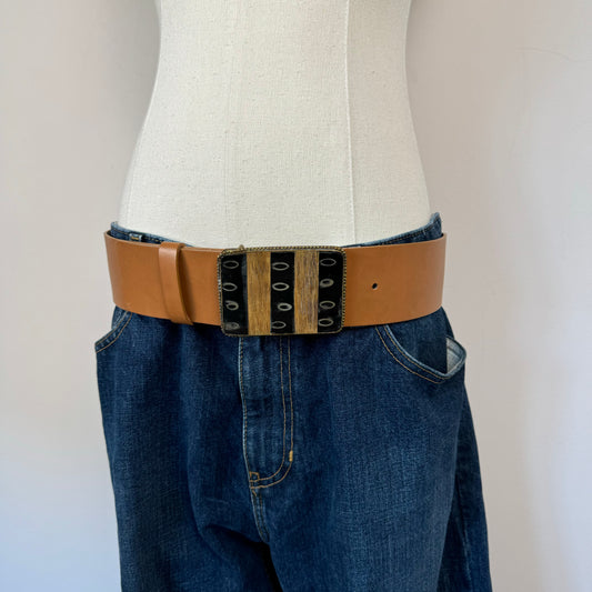 Tan Chunky Statement Belt