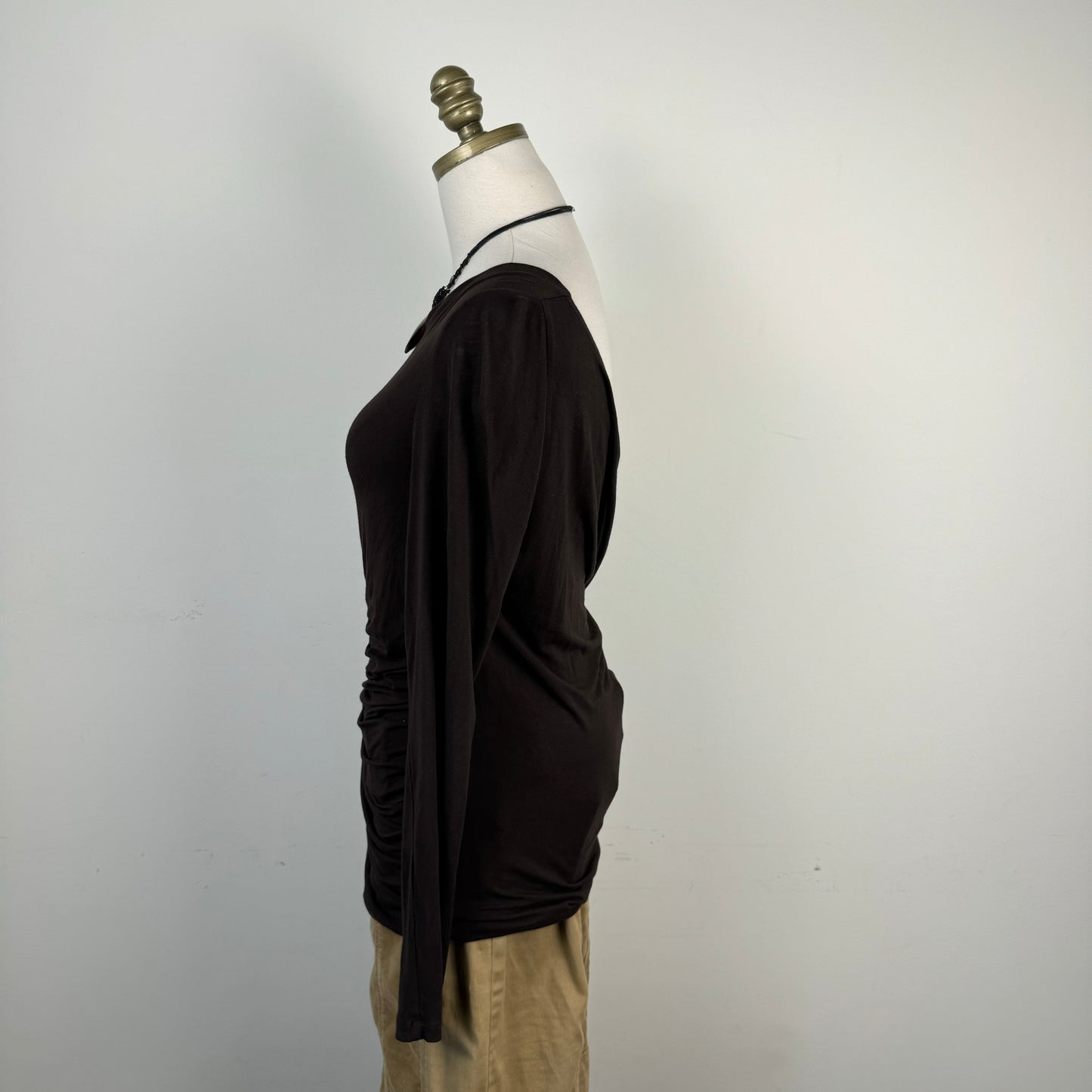 Off Shoulder / Cowl Neck Brown Long Sleeve Top