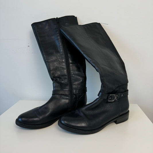 Vintage Buckled Leather High Boots