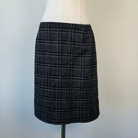 Dark Grey Plaid Midi Skirt