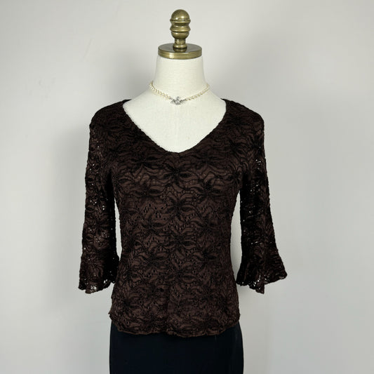 Vintage Brown Lace Top