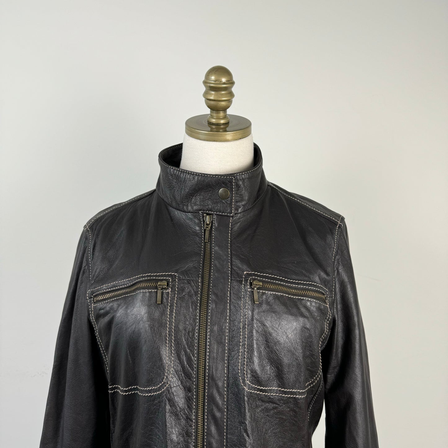 Danier Dark Brown Leather Moto Jacket