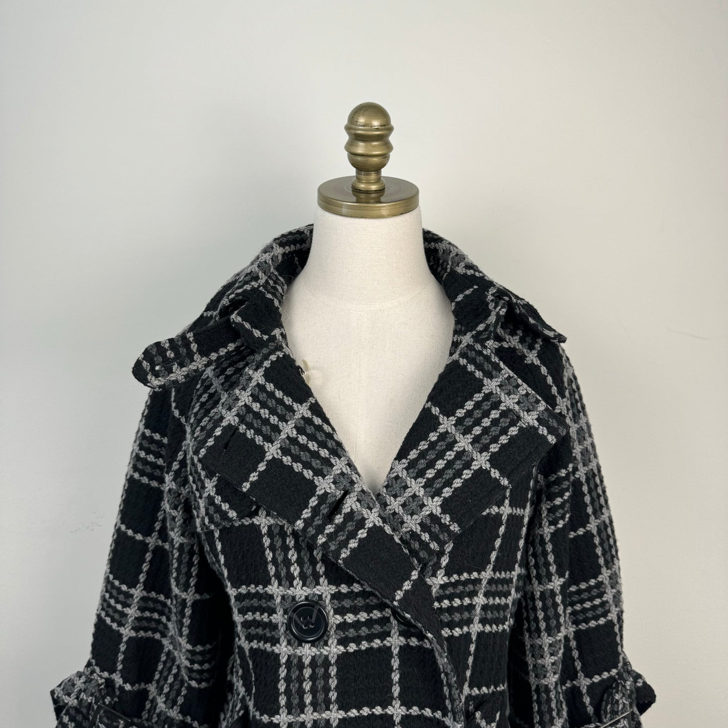 Vintage Plaid Textured Peacoat