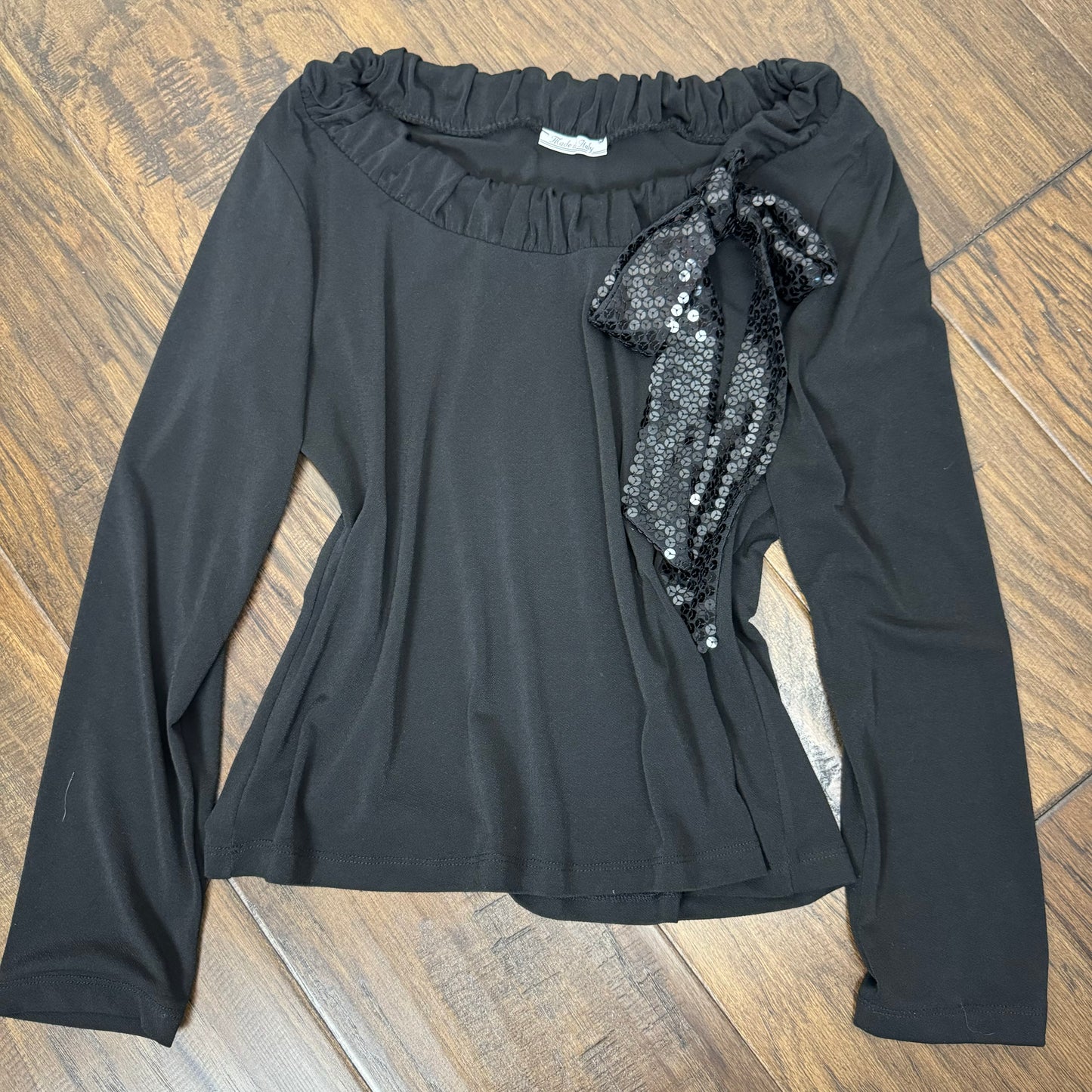 Off The Shoulder Black Made in Italy Top