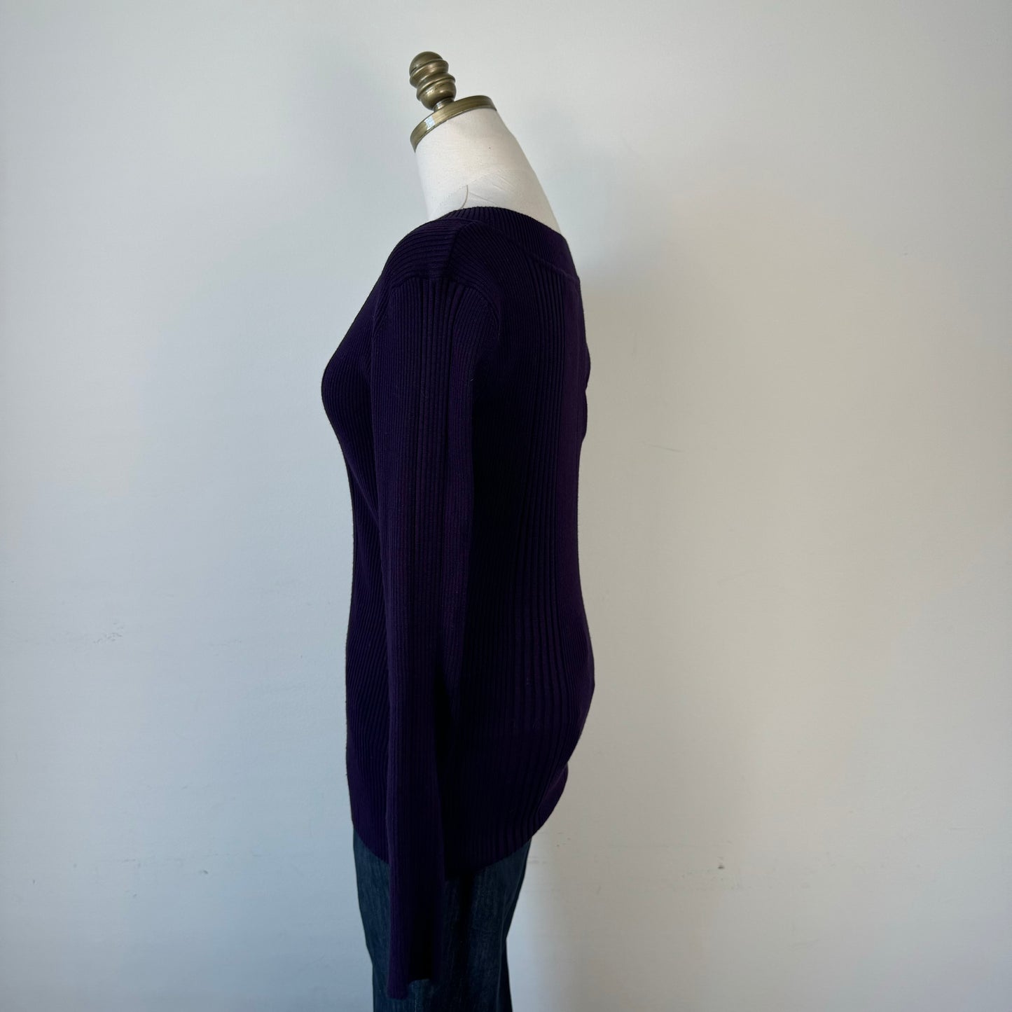 Deep Purple Ribbed Fitted Sweater