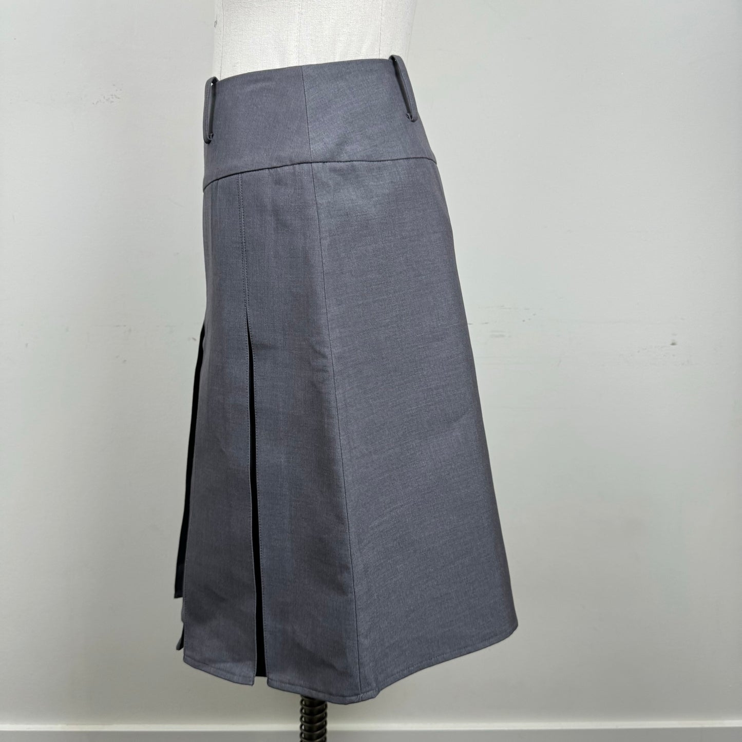 Grey Pleated Midi Skirt