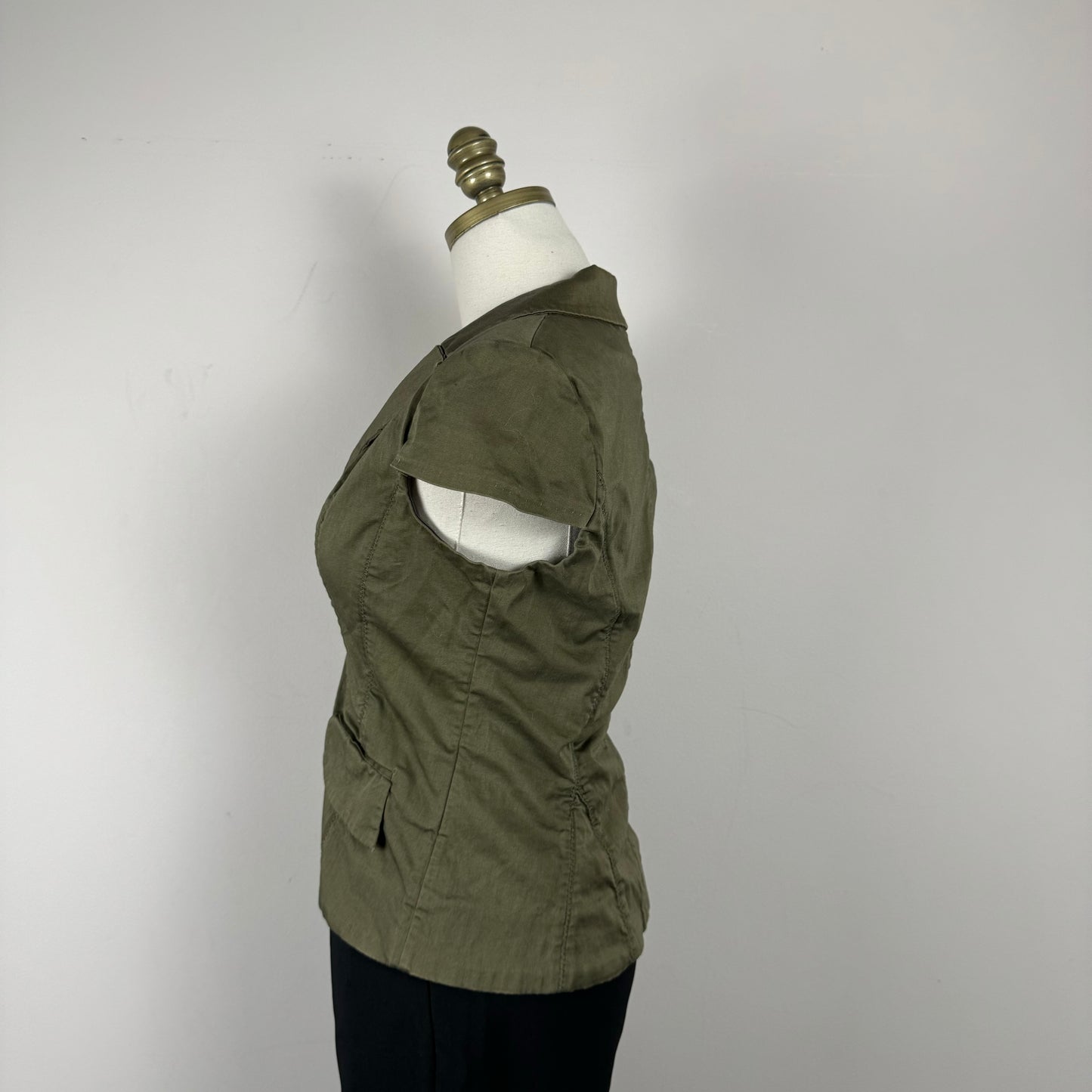 Olive Green Deep Neck Fitted Vest