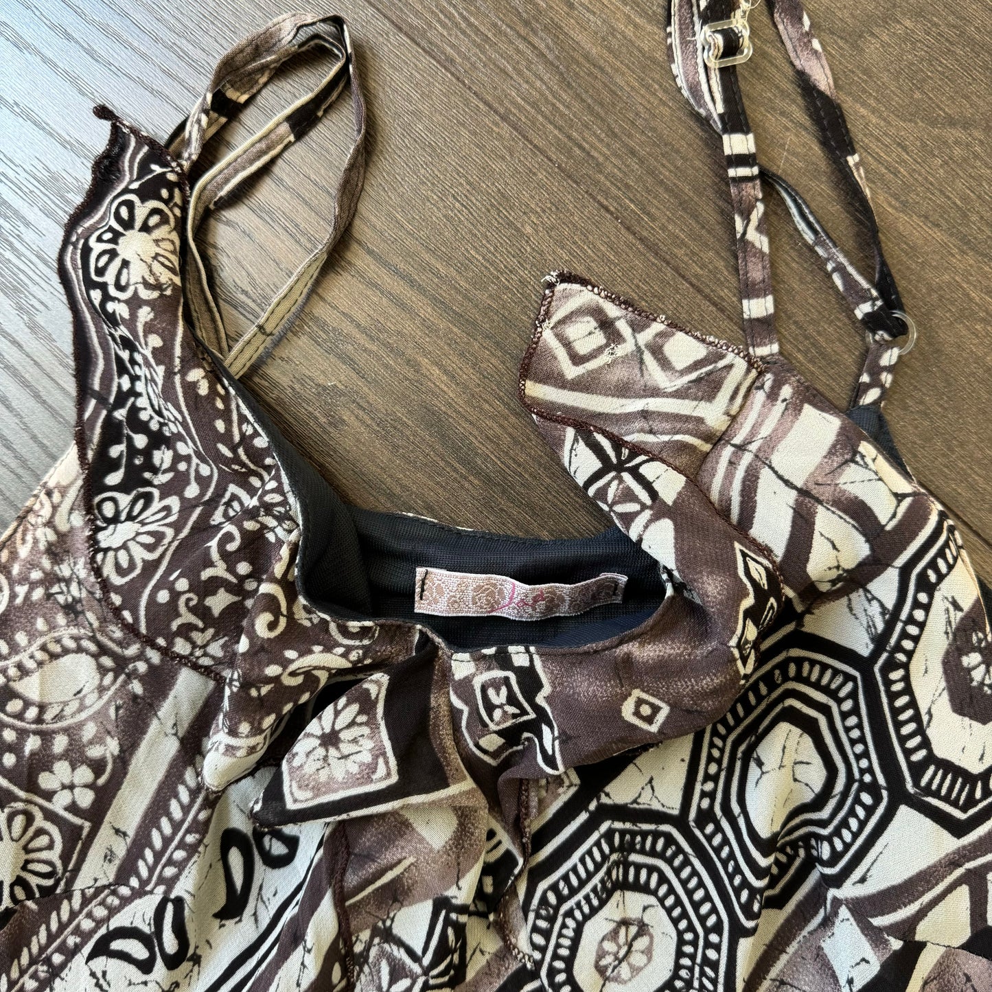 Vintage Asymmetric Ruffled Paisley Print Dress