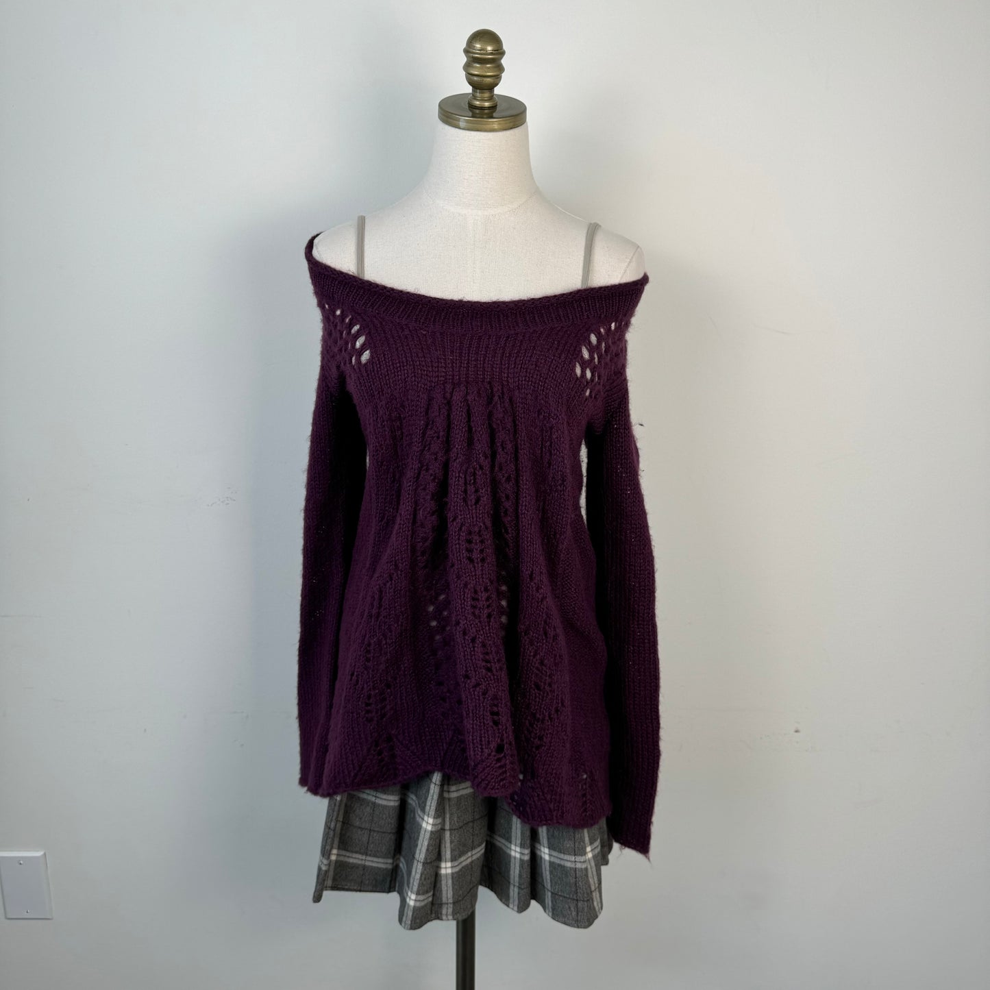 Grey Plaid Pleated Mini Skirt