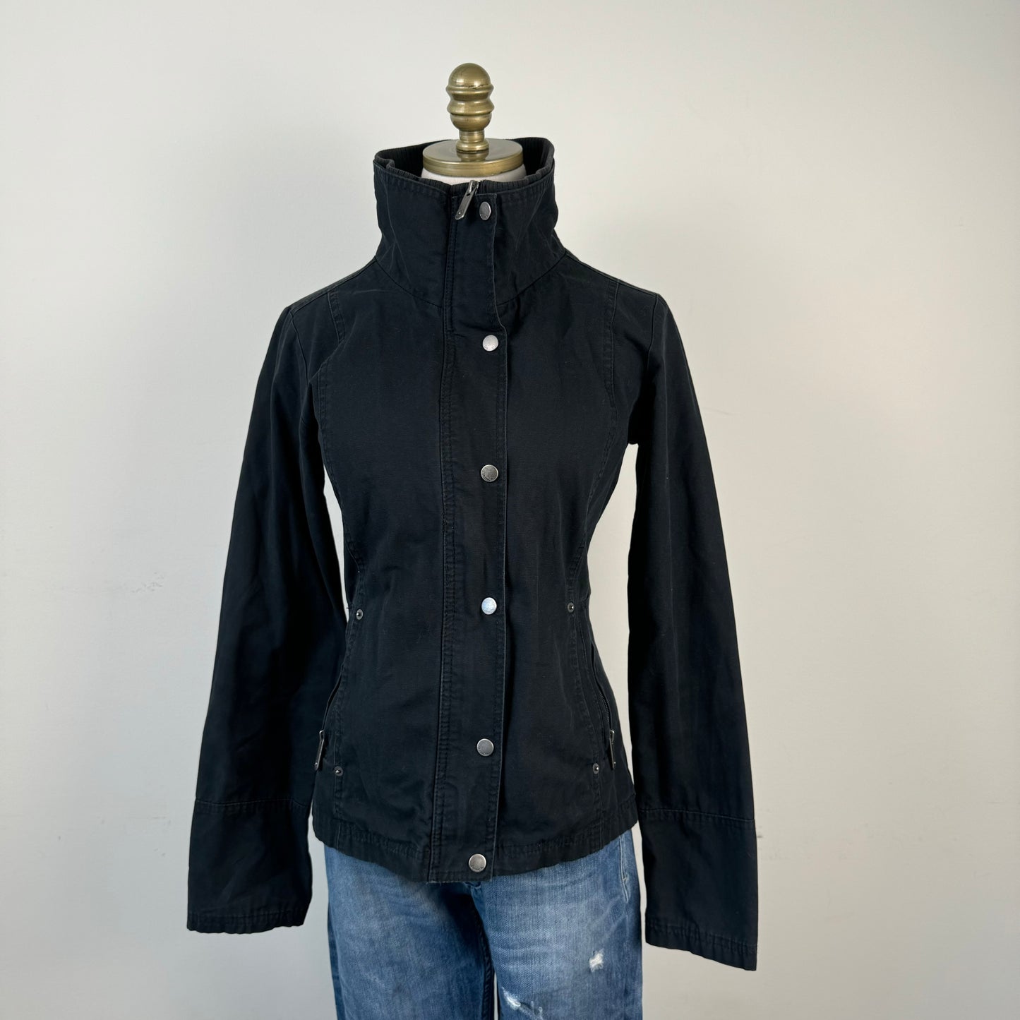 Black Fitted Zip Up Jacket