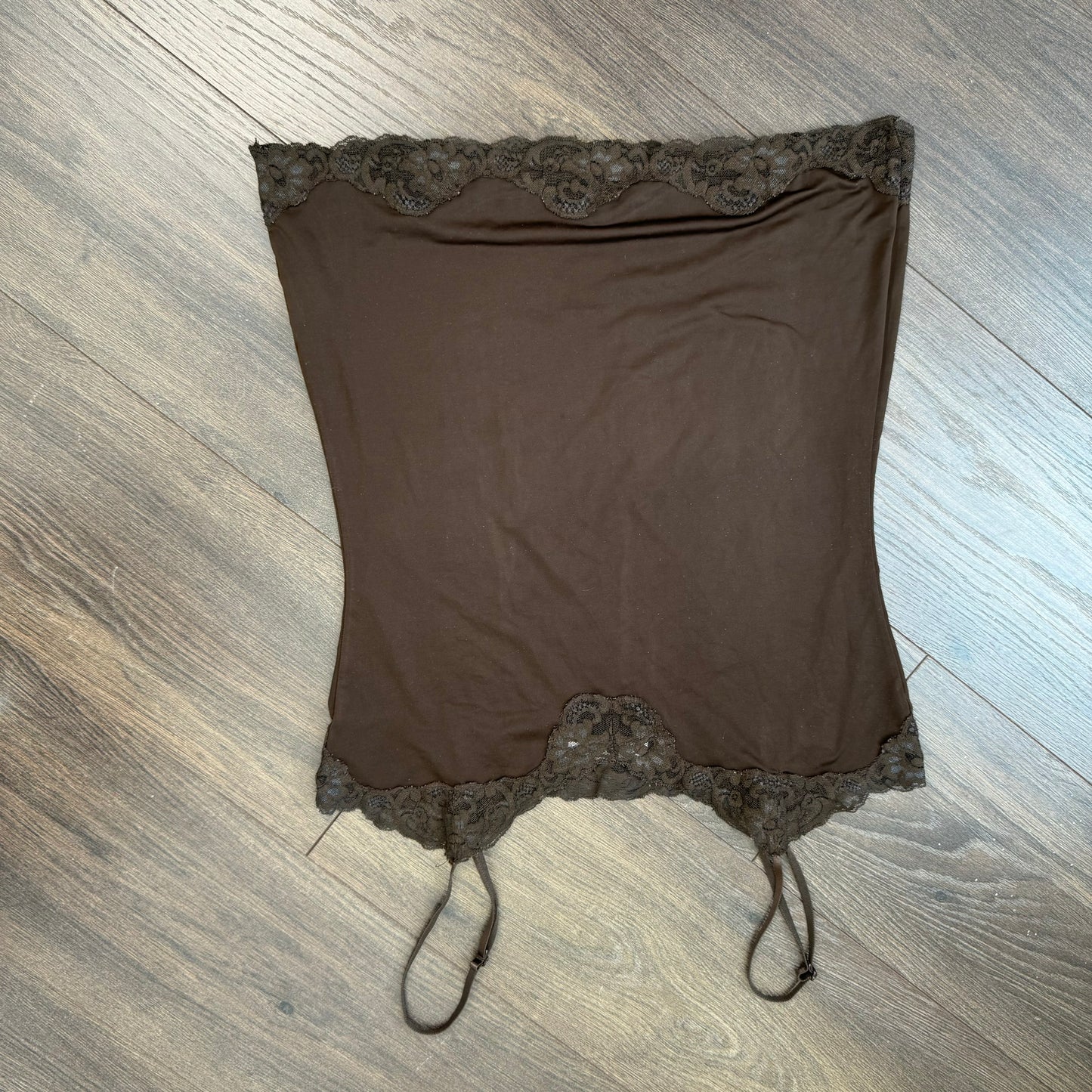 Brown Lace Trim Tank Top