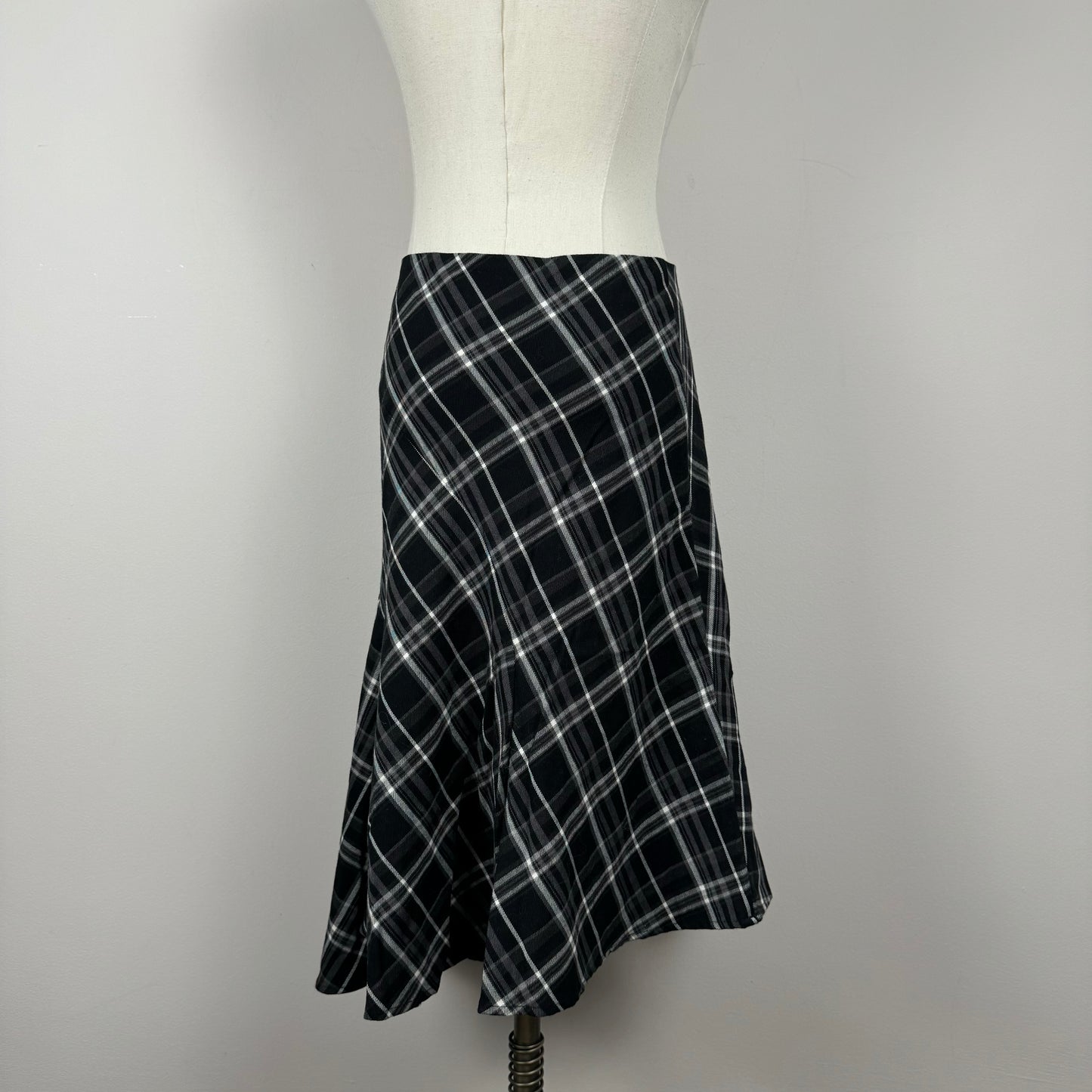 Vintage Plaid Asymmetric Midi Skirt