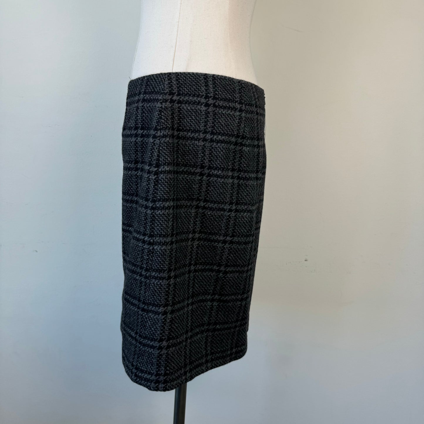 Dark Grey Plaid Midi Skirt