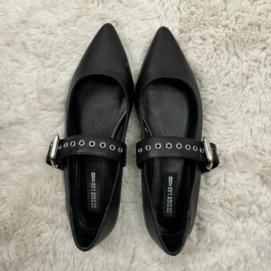 Black Buckled Pointed Toe Ballet Flats