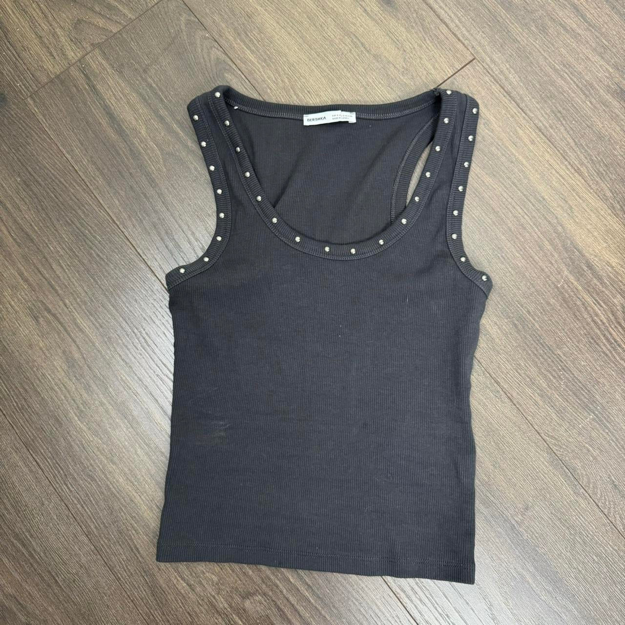 Grey Studded Knit Tank