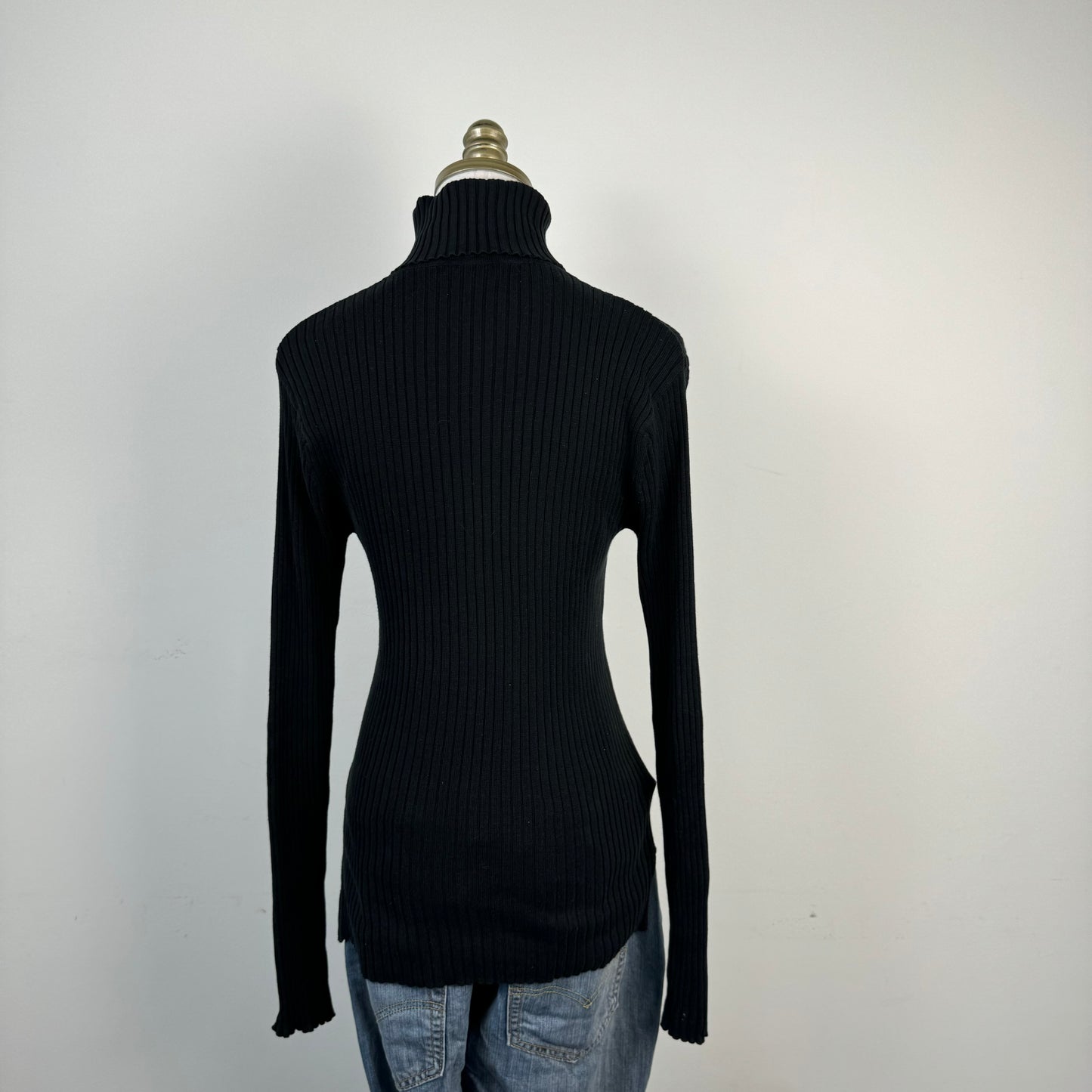 Silk Cotton Blend Fitted Turtleneck Sweater