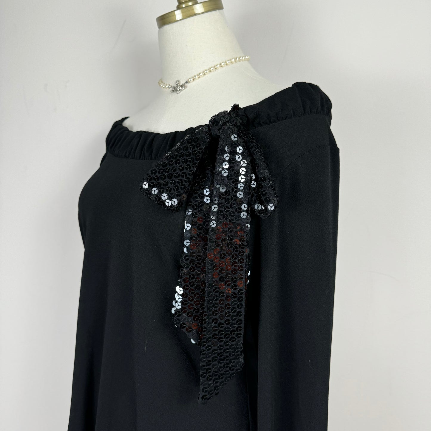 Off The Shoulder Black Made in Italy Top