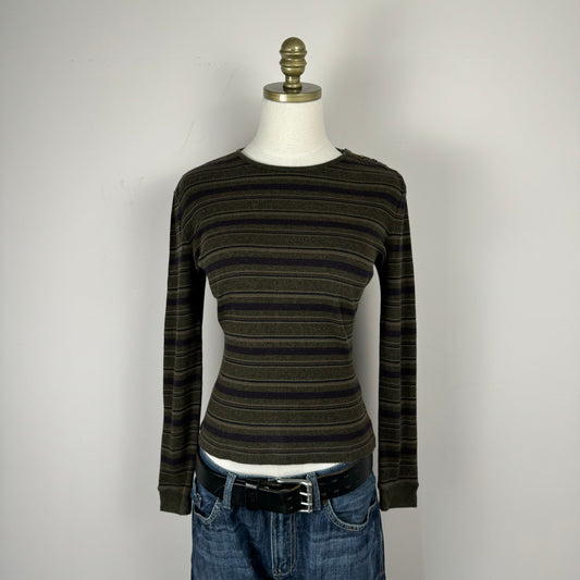 Ralph Lauren Fitted Striped Long Sleeve Top