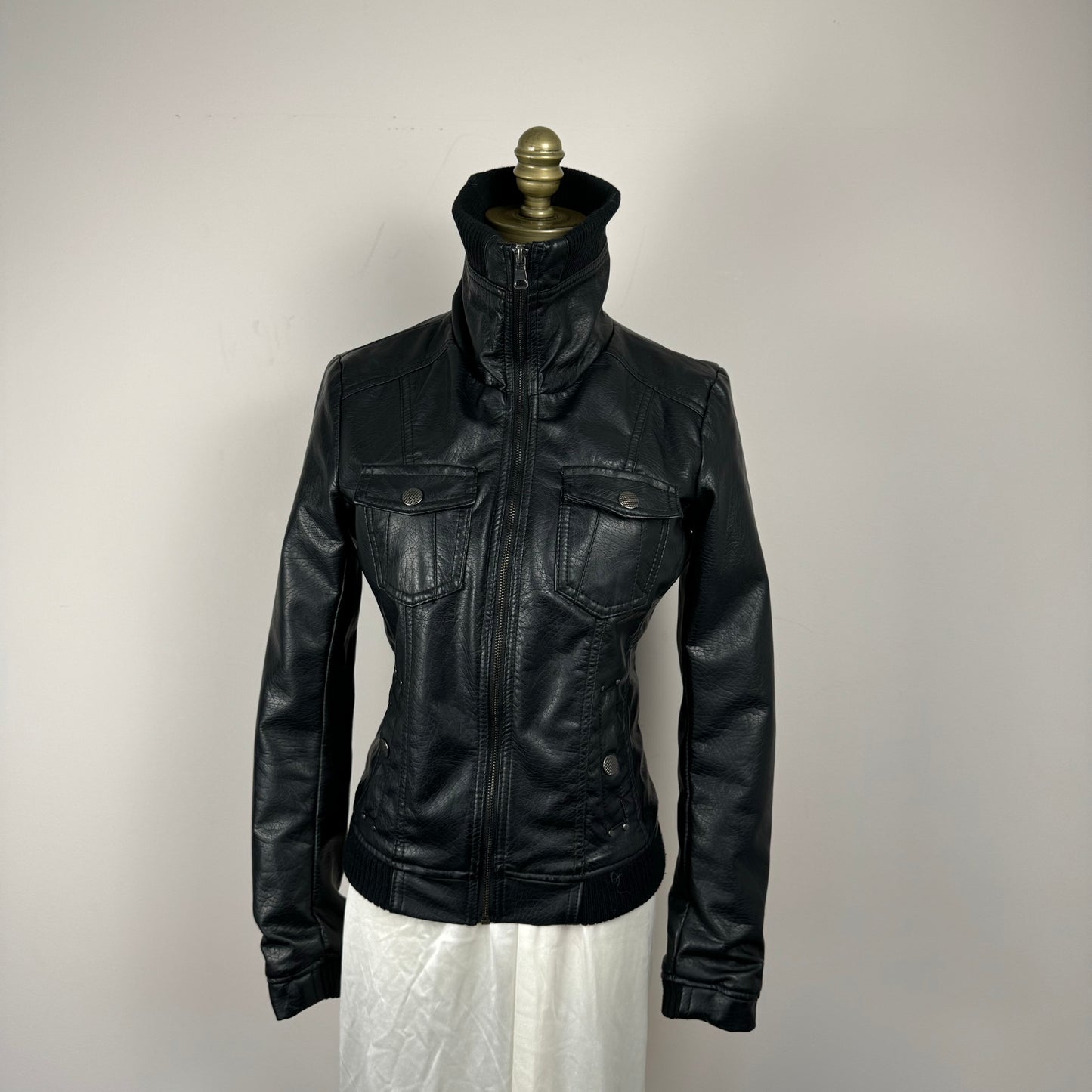 Black Moto Fitted Leather Jacket