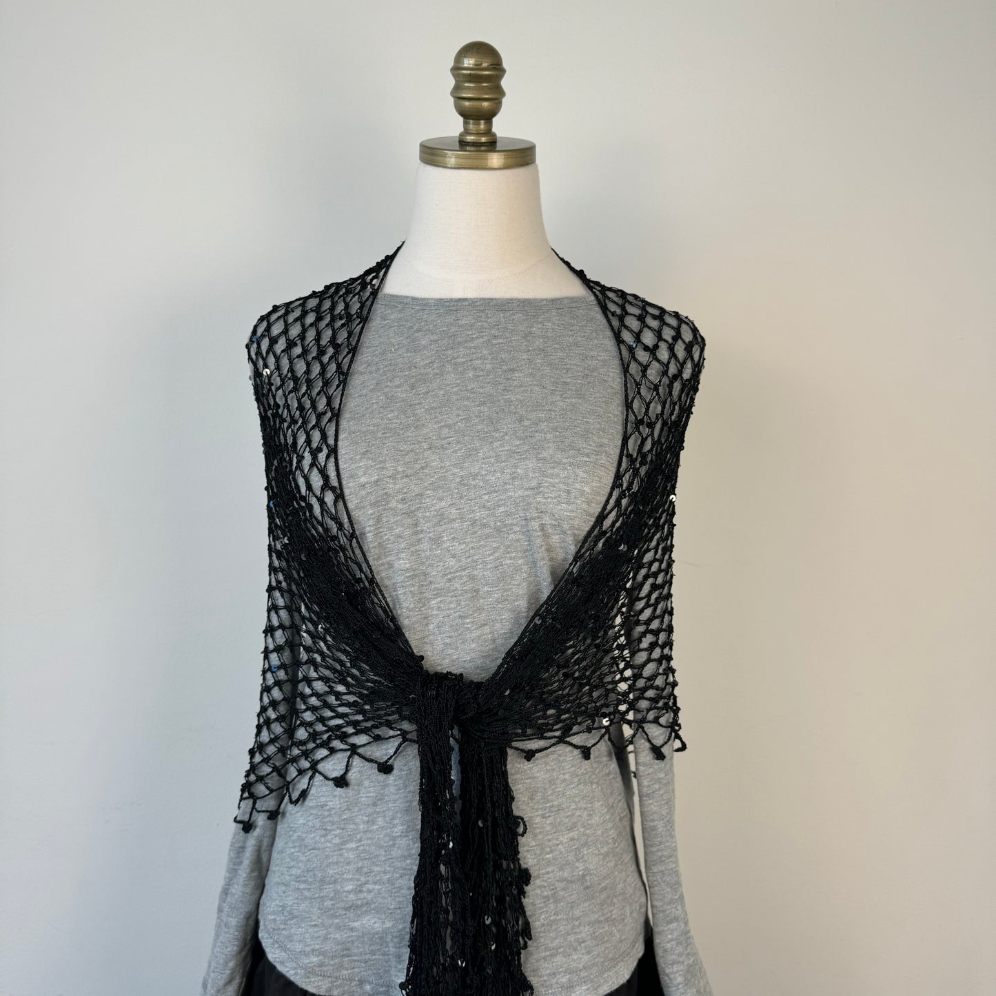Black Knit Skinny Scarf