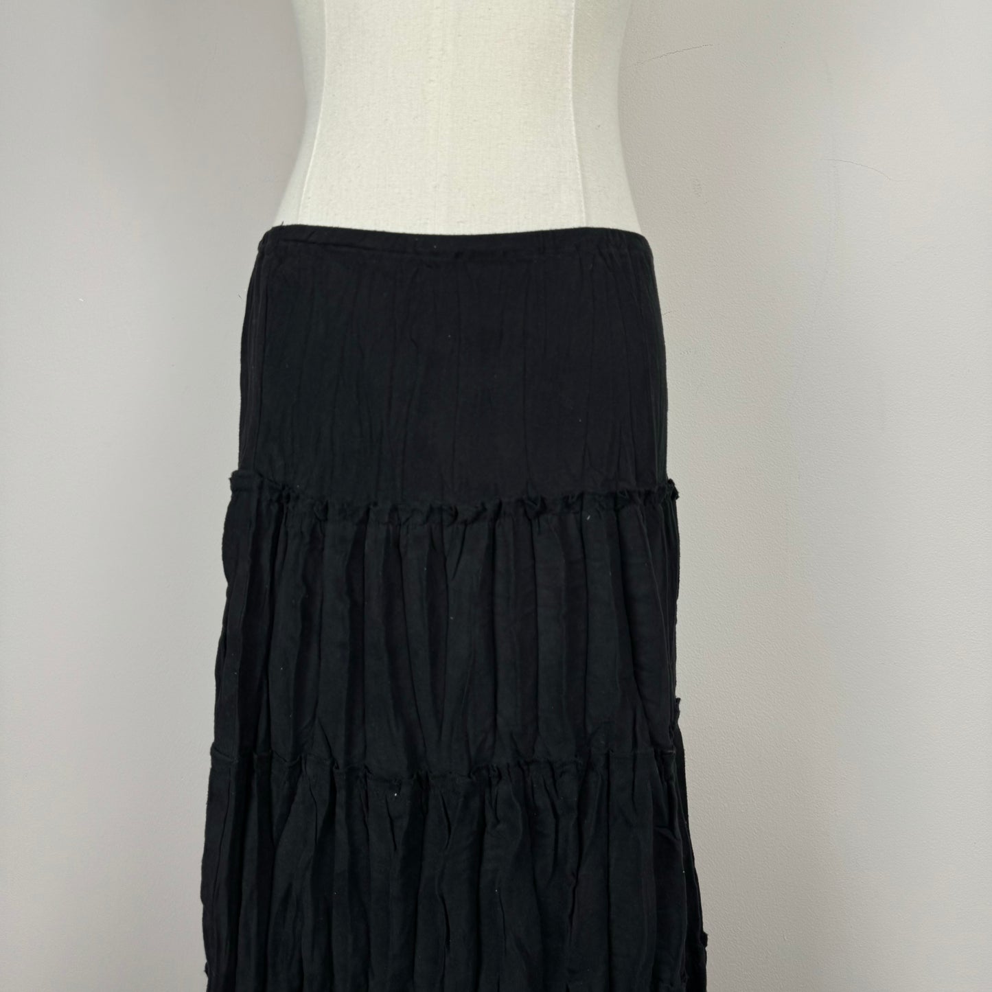 Vintage Suede Tiered Maxi Skirt