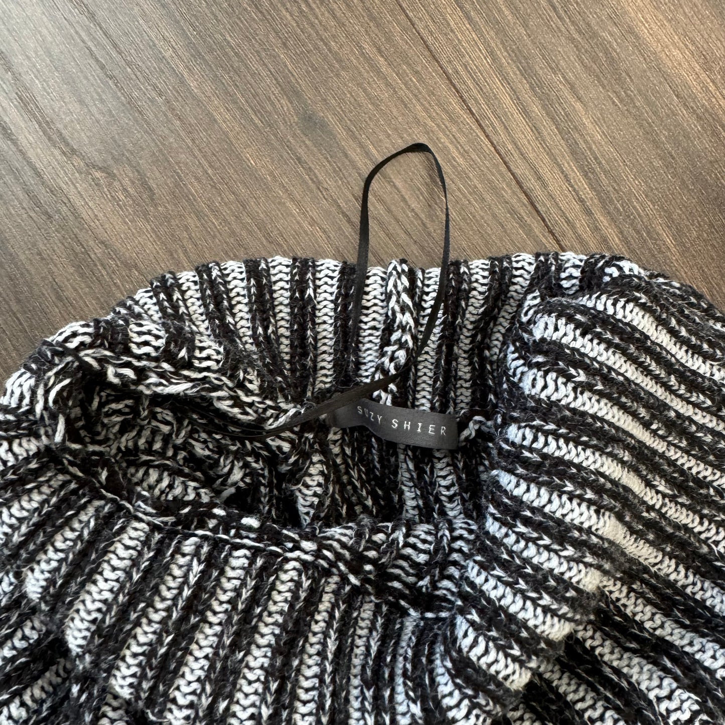 Off The Shoulder Ribbed Two-Tone Sweater