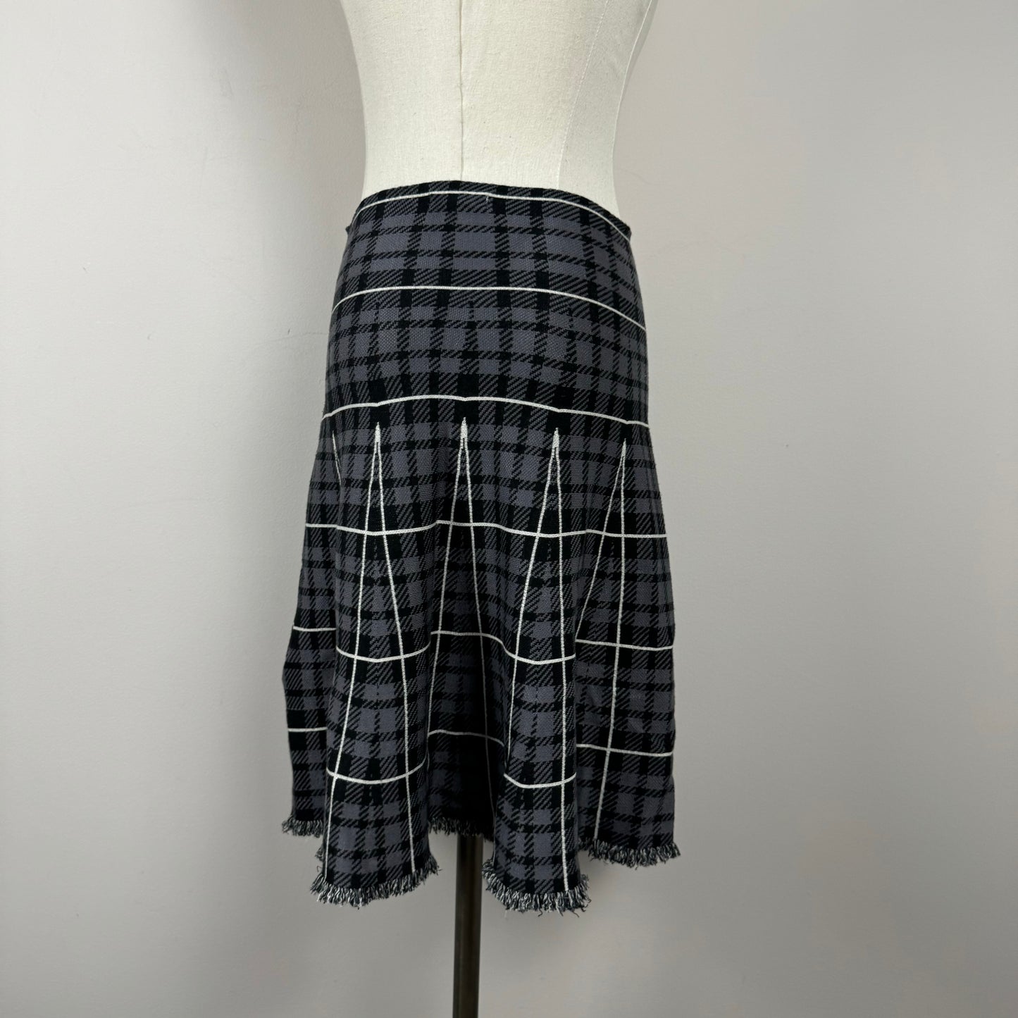 Vintage Plaid Knit Midi Skirt