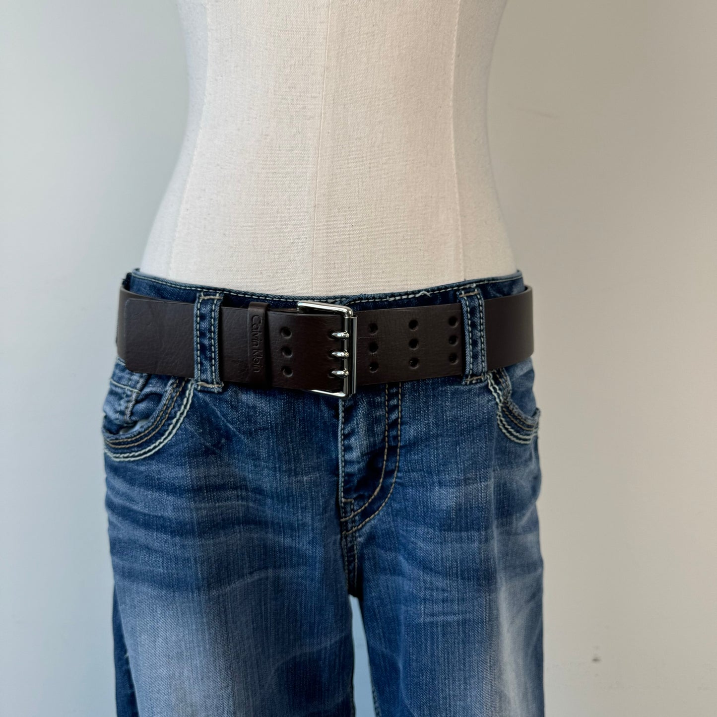 Dark Brown Chunky Leather Belt