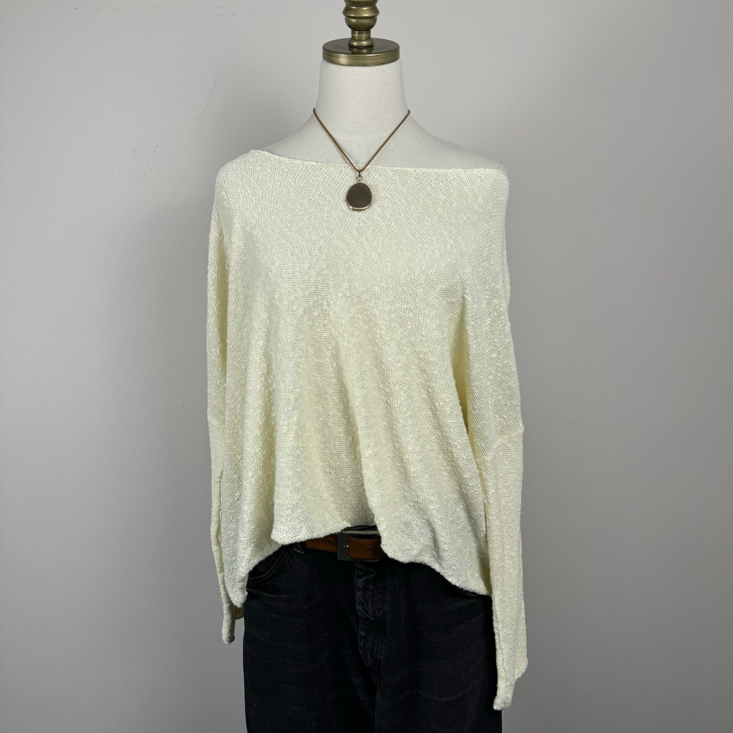 Off The Shoulder Cream Knit Sweater