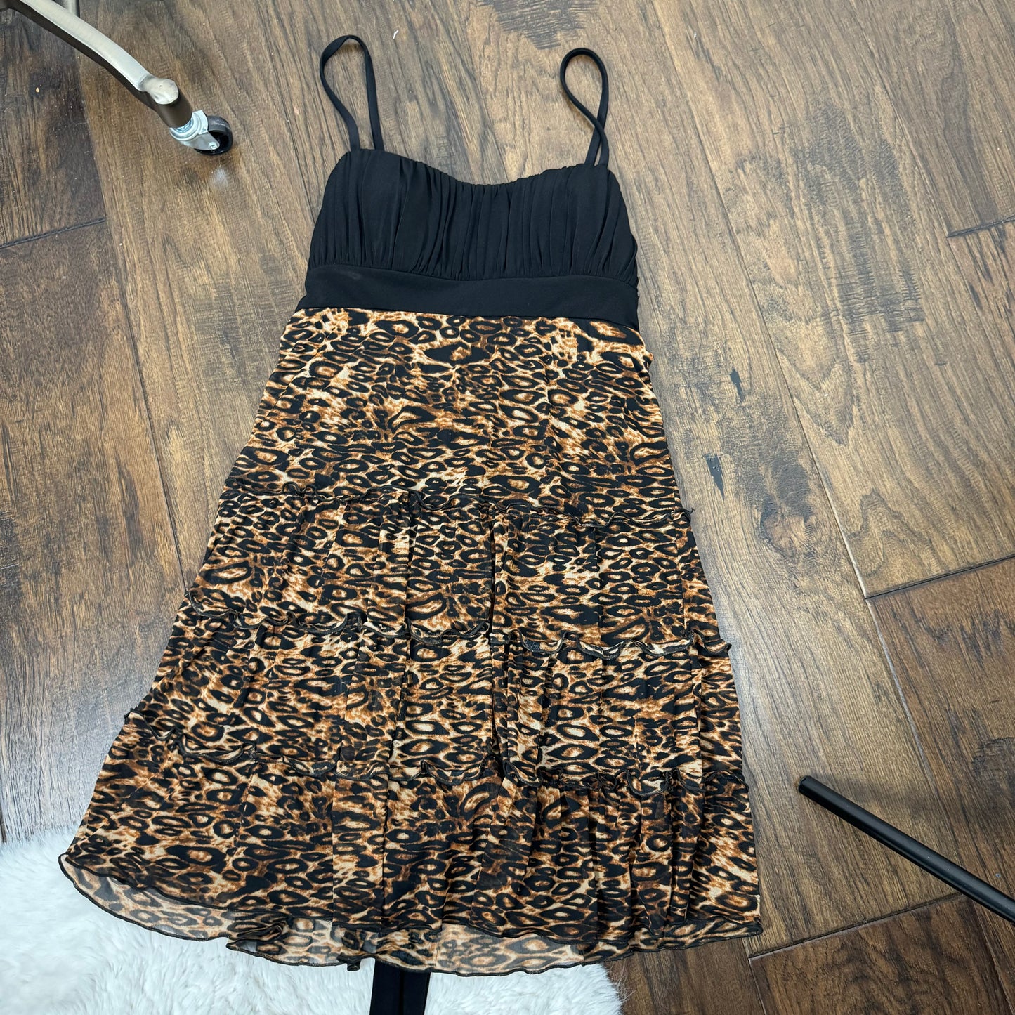 Babydoll Leopard Print Tiered Mini Dress